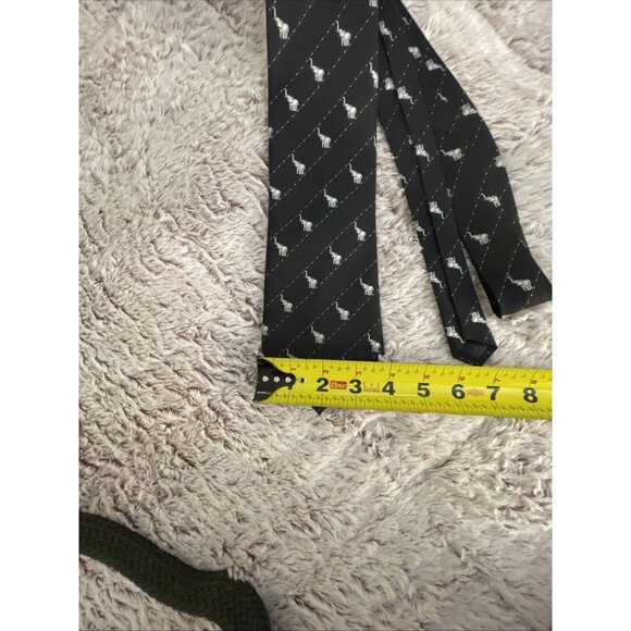 Firsite 💯 % Silk Tie Mens Necktie 4” Wide at Bottom Black With Silver Elephants - Picture 6 of 9